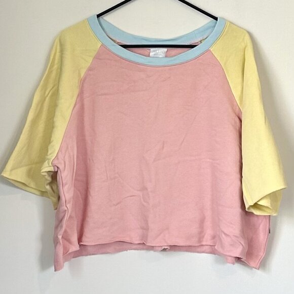 NWT Abound by Nordstrom Colorblock Retro Cropped Short Sleeve Sweater - 2X - Picture 1 of 5